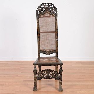 Nice William & Mary black japanned side chair