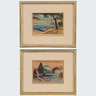 Attrib. to Reynolds Beal (1866-1951, American), pair paintings