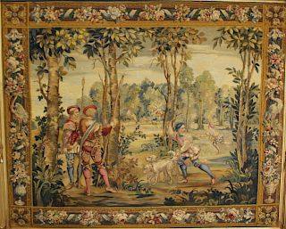 18 Century Continental Tapestry of a Hunting Scene