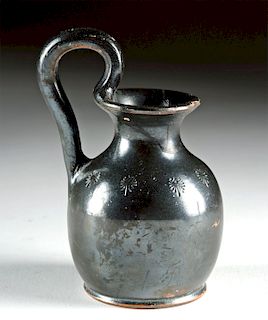 Greek Attic Black Glazed Pottery Olpe w/ Palmettes