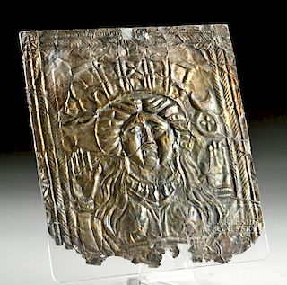Roman Silver Repousse Panel - Goddess w/ Mural Crown