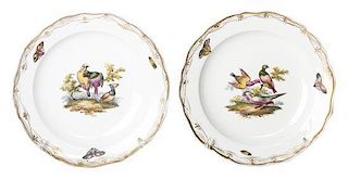 Two Meissen Style Porcelain Cabinet Plates, Diameter 8 inches.