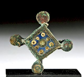 Rare Romano-British Enameled Bronze Fibula