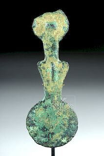 Cycladic Bronze Idol Pendant - Violin Form