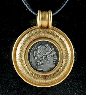 22K Gold Pendant w/ Ancient Seleucid Silver Coin 19.1 g