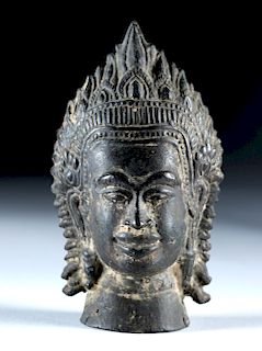 15th C. Thai Khmer Brass Head of an Apsara
