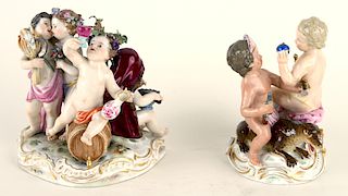 TWO MEISSEN PORCELAIN FIGURAL GROUPS MARKED