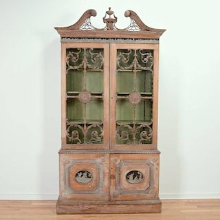 Nice George III waxed pine bookcase cabinet