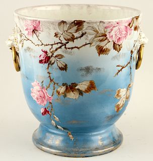 19TH C. FRENCH HAND PAINTED PORCELAIN JARDINIERE