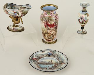 COLLECTION OF 4 VIENNESE ENAMELED ARTICLES