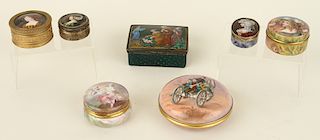 COLLECTION OF SEVEN FRENCH ENAMELED BOXES