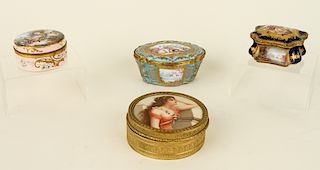 COLLECTION 4 LATE 19TH C. FRENCH ENAMELED BOXES