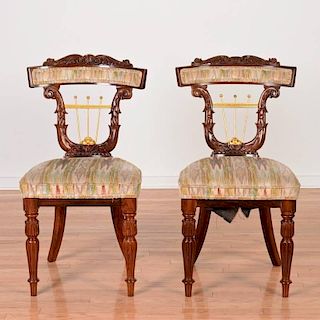 Nice pair George IV gilt rosewood side chairs