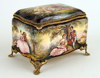 VIENNESE ENAMEL ON COPPER BOX COURTING SCENE