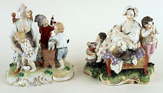 TWO DRESDEN PORCELAIN FIGURAL GROUPS MARKED