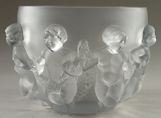 LALIQUE LUXEMBOURG CRYSTAL BOWL MARKED IN SCRIPT