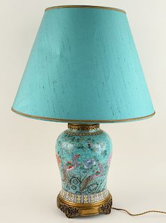 CHINESE PORCELAIN GINGER JAR LAMP C. 1900