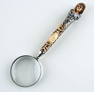 SILVER MOUNTED BONE HANDLED MAGNIFYING GLASS