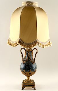 DORE BRONZE MOUNTED GREEN MARBLE TABLE LAMP