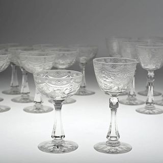 American etched and cut crystal stemware by Hawkes