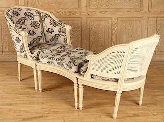 FRENCH LOUIS XVI PAINTED 3 PART CHAISE LOUNGE