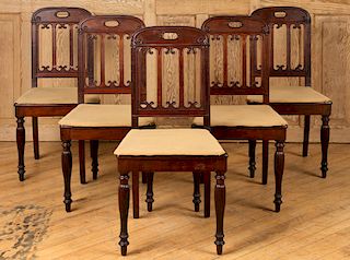 SET 5 LOUIS PHILIPPE MAHOGANY DINING CHAIRS C1860