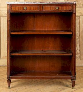FRENCH LOUIS XVI STYLE MARBLE TOP BOOKCASE C.1950