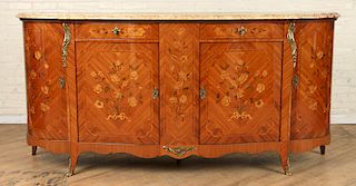 FRENCH KINGWOOD MARBLE TOP LOUIS XV STYLE COMMODE