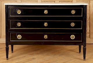 FRENCH LOUIS XVI STYLE MARBLE TOP COMMODE C.1940