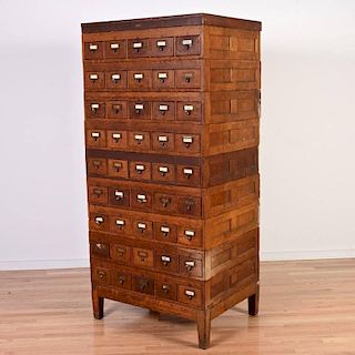 Globe paneled oak card catalog cabinet