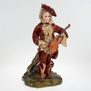 Rare French bisque head violinist automaton