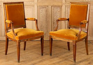 PAIR OPEN ARMCHAIRS MANNER OF JEAN-MICHEL FRANK