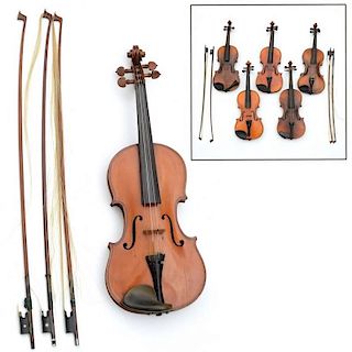 Group (7) antique violins incl. Lutherie Artistique