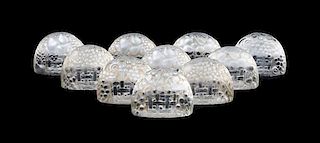 A Set of Twelve Lalique Frosted Glass Place Card Holders, Height 1 1/2 inches.