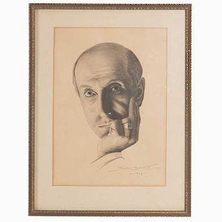 Firmado R. Durand. Retrato de Armando Nervo. Fechado 1943 en el ángulo inferior derecho. Tinta sobre papel. Dimensiones: 32 x 22 cm