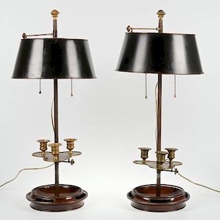 Nice pair Directoire bouillotte lamps