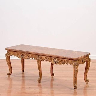 Louis XV style giltwood and marble coffee table