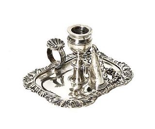 A Regency Silver Chamber Candlestick, Rebecca Eames and Edward Barnard, London, 1815, Length 3 3/4 inches.