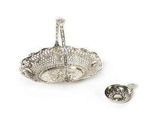 A Continental Silver Basket, Probably German, Late 19th/Early 20th Century, Length 10 x width 8 inches.