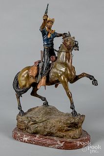 Bronze horse and rider, after Carl Kauba