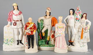 Five Staffordshire figures