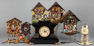 Five German cuckoo clocks, etc.