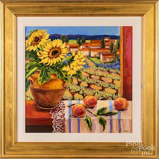 Katherine Steiger, mixed media of sunflowers