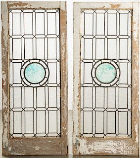 Pair of leaded glass windows