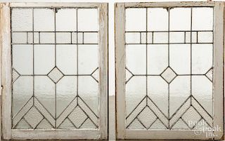 Pair of leaded glass windows