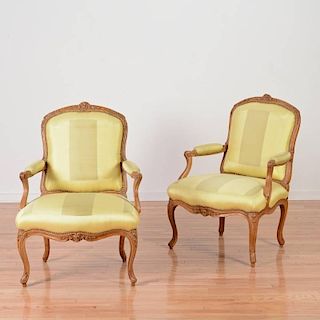 Good pair Louis XV carved beechwood fauteuils