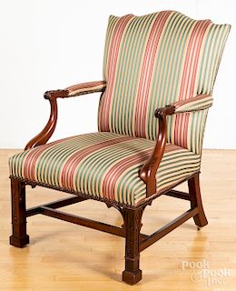 Chippendale style mahogany open armchair