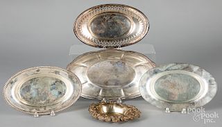 Five sterling silver oblong serving dishes