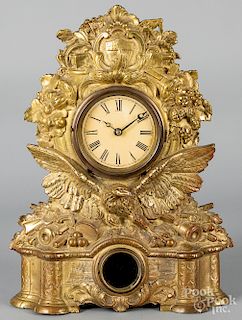 Gilt brass mantel clock
