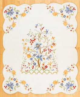Two floral appliqué quilts